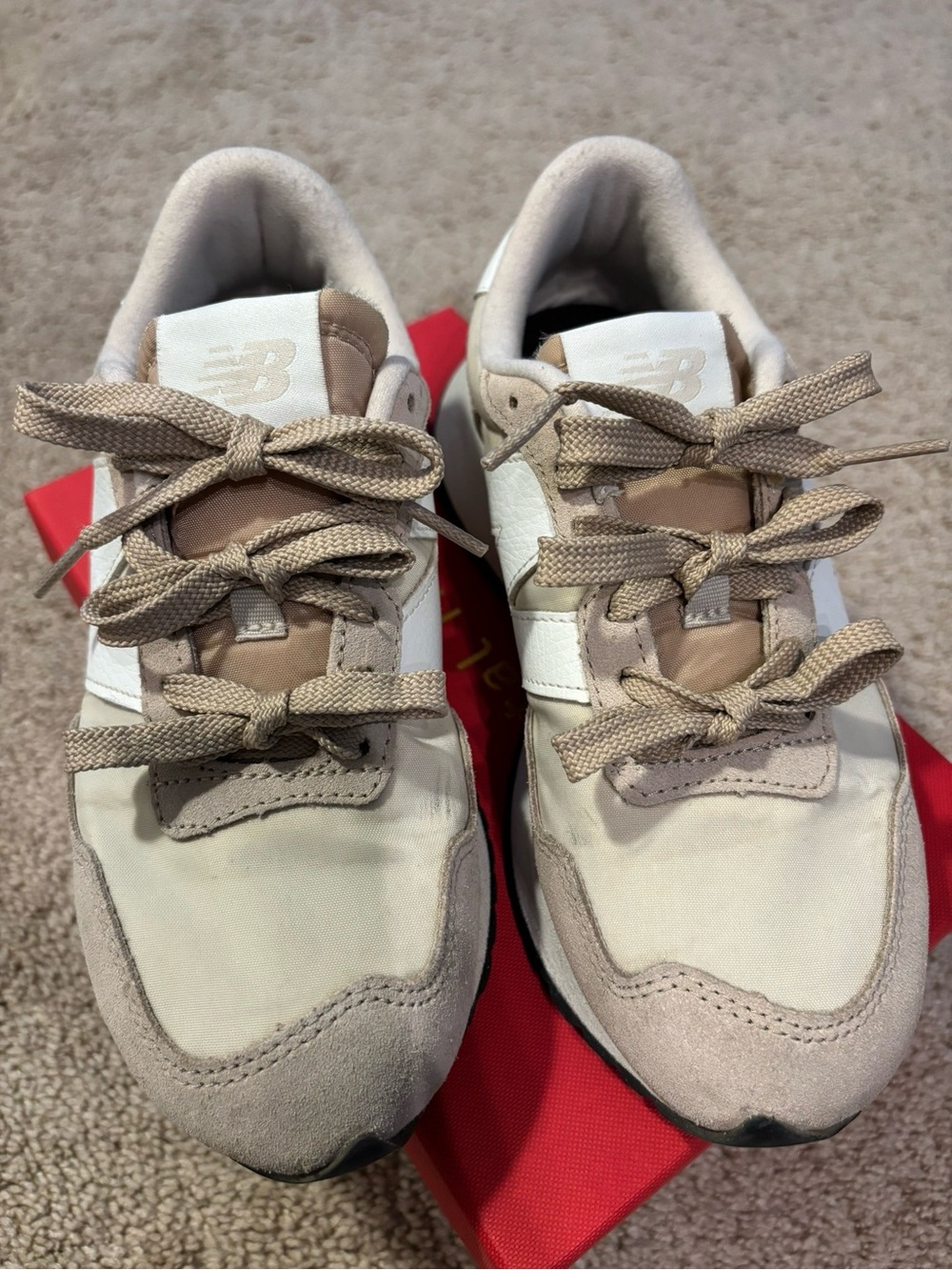 New Balance Women’s Beige and White Retro Runner Sneakers